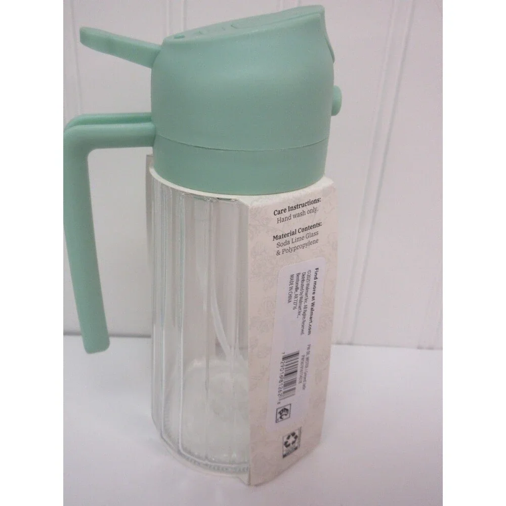 Pioneer Woman Oil Mister 16oz Clear Glass Mint Green Kitchen Gadget Oil Dispense